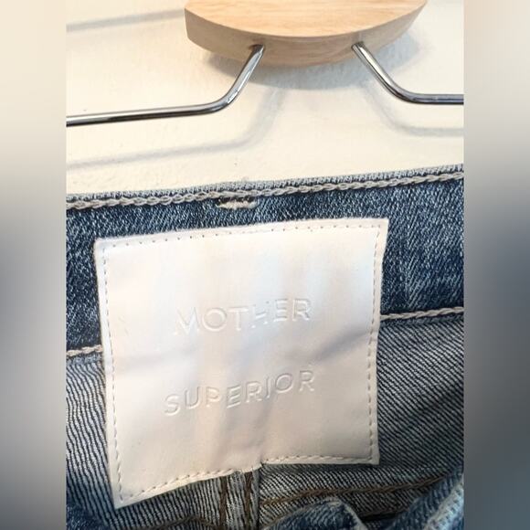 Mother Superior The Tomcat Seriously Truce blue Jeans Straight Leg distressed 25 - Picture 6 of 13